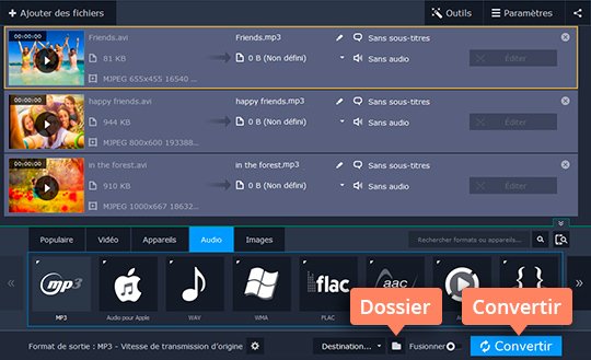 Convertir une vidéo en MP3 Convertisseur de Movavi