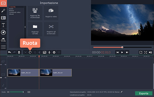 Cliccare sul pulsante Ruota Scoprite come ruotare un video dopo aver letto il tutorial