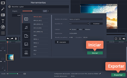 Exportar el vídeo Aprenda cómo recortar sus vídeos rápidamente con Movavi Video Editor