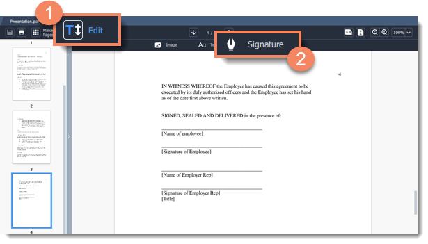 Adding signatures