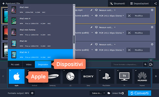 Selezionare le impostazioni desiderate Convertite file video per Ipad con facilità