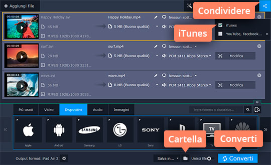 Avviare la conversione per iPad Convertite qualsiasi film per Ipad con due clic