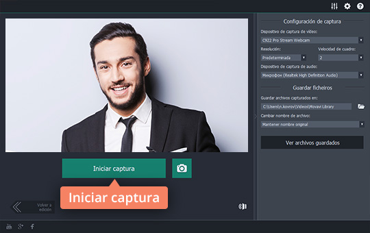 Terminar la grabación Use el sencillo programa para hacer un videotutorial de Movavi