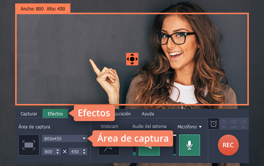Seleccionar opciones de grabación Grabe el escritorio de su ordenador con Movavi Screen Capture Studio