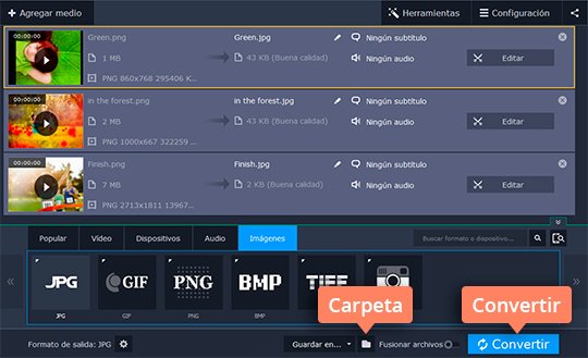 Convertir en formatos deseados Use el sencillo convertidor de PNG a JPG