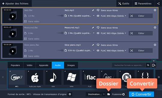 Commencer à convertir les fichiers audio Apprenez comment convertir des fichiers FLAC en MP3