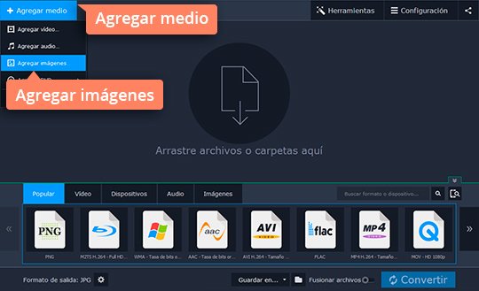 Agregar imágenes PNG o JPG Convierta PNG a JPG de forma sencilla con Movavi Video Converter