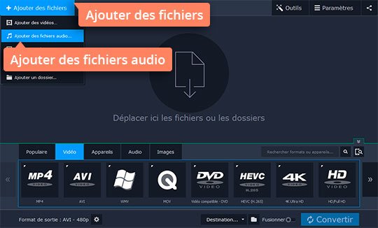 Ouvrir des fichiers WAV dans le logiciel Convertissez WAV en MP3 avec Movavi