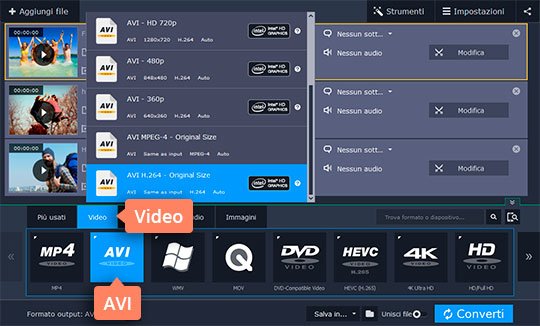 Scegliere un tipo di AVI specifico Scoprite come trasformare DVD in AVI