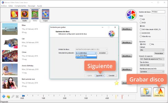 Grabar el vídeo DVD Grabe su película en DVD con el software poderoso de Movavi