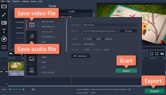 Save the edited file Save files with normalized audio