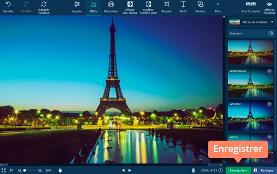 Enregistrez l'image obtenue Mettez des effets sur une photo avec Movavi Photo Editor
