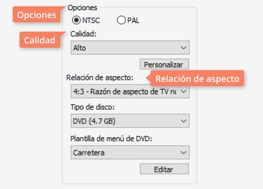 Definir otras características Use el sencillo programa para grabar DVD de Movavi