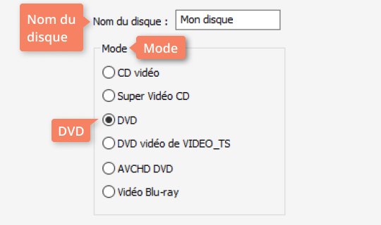 Choisissez le nom et le type du disque