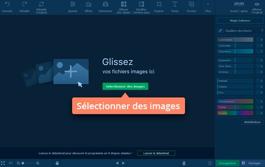Ajoutez un fichier dans le logiciel Movavi Modifiez vos images avec le logiciel d'effets photo de Movavi