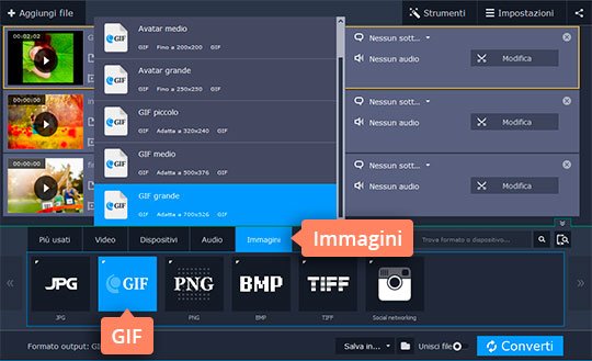 Scegliere il formato necessario Scoprite come fare GIF da video usando Movavi