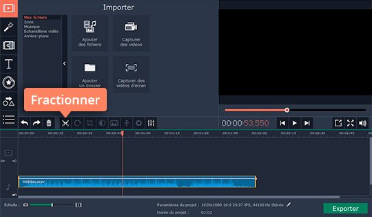 Coupez un morceau de la musique en utilisant Movavi Video Editor