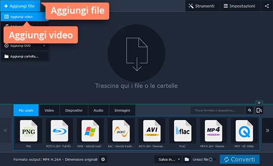 Aggiungere i file TS Convertite video TS in AVI con Movavi
