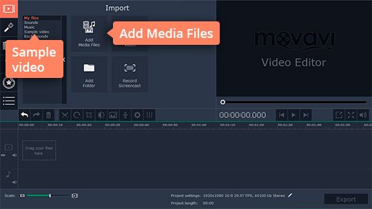 Add files to Movavi's video-editing software Add your files to the program to make an old movie effect