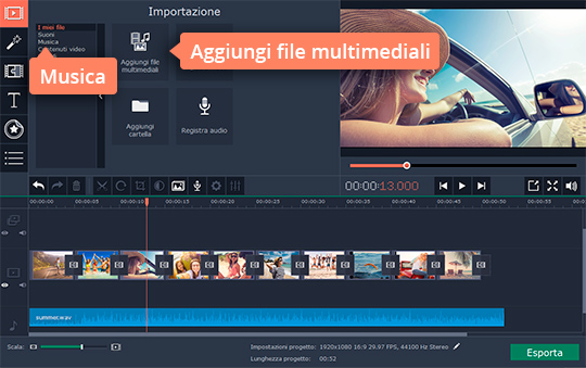 Scegliere una delle tracce audio Scaricate il software di presentazione foto di Movavi