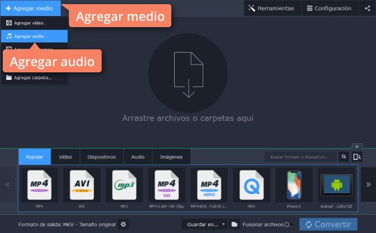 Añadir un vídeo necesario Convierta sus vídeos WMA a MP3 y viceversa con Movavi Video Editor