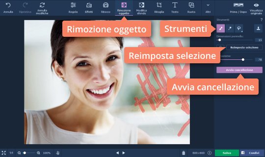 Eliminare i oggetti indesiderati utilizzando gli strumenti Provate il programma per ritoccare foto di Movavi