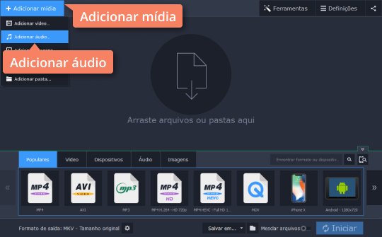 Adicionar arquivos WMA Use o conversor de WMA para MP3 com o Movavi