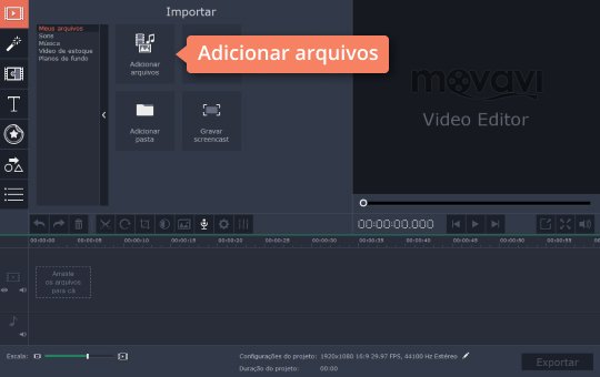 Adicionar arquivos Use o equalizador de volume com o Movavi