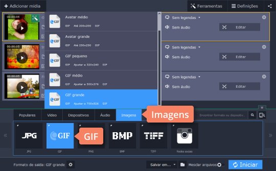 Escolher o formato para a conversão Use o conversor de vídeo para GIF Movavi Video Converter