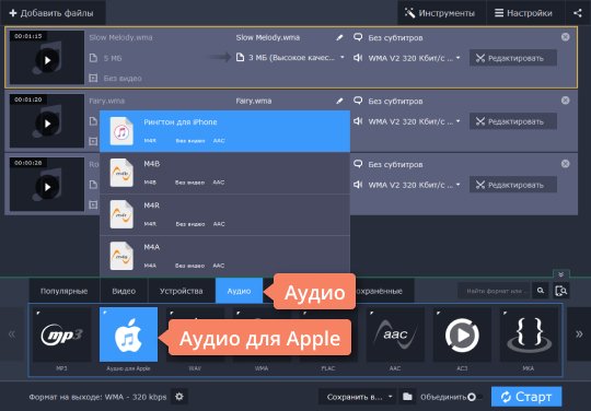 Выбрать другой формат, если необходимо Выберите другой формат в конвертере аудио для Mac, если необходимо