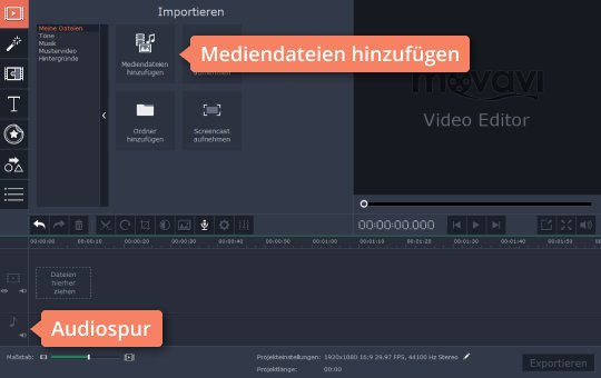 MP3-Dateien hinzufügen Probieren Sie, mit Movavi die Datei hochzuladen und MP3 zu schneiden