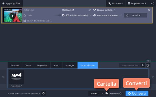 Avviare la conversione video Cambia le proporzioni del video con Movavi