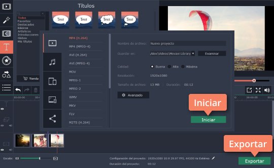 Exportar y guardar el vídeo Añada subtítulos a un vídeo fácilmente con Movavi
