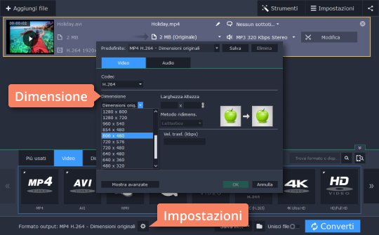 Impostare le opzioni video Modifica le dimensioni del video in 5 semplici passi