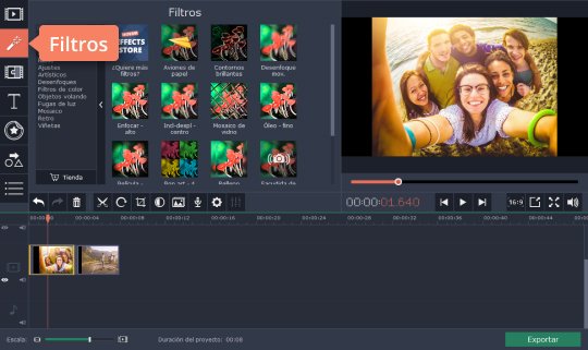 Elegir un filtro Use el programa para efectos especiales de vídeo de Movavi