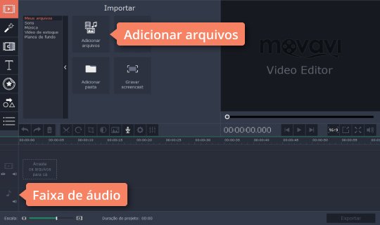 Adicionar arquivos de áudio Use o programa para cortar MP3 com o Movavi
