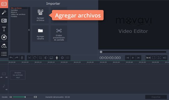 Agregar un archivo de vídeo Aprenda cómo hacer efectos visuales en sus vídeos con un programa de Movavi