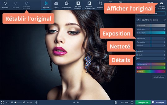 Améliorez l'image en ajustant les paramètres au mode manuel Augmentez la qualité de la photo avec Movavi Photo Editor