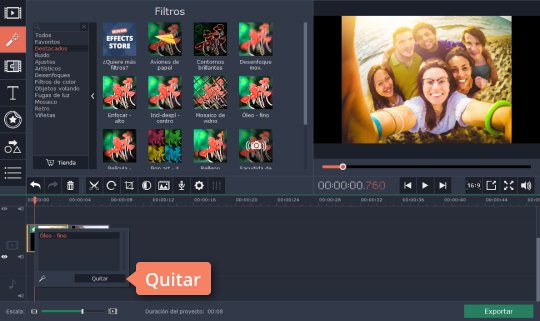 Ver los efectos aplicados Use el software para efectos especiales de vídeo de Movavi