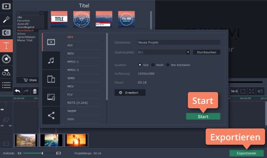 Das Ergebnis exportieren und teilen Speichern Sie die Datei nach Musikvideo-Produktion