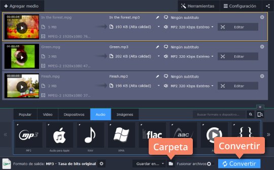Empezar a convertir MPEG a MP3 Use el programa de software en español de Movavi para convertir MPEG, MPG a MP3