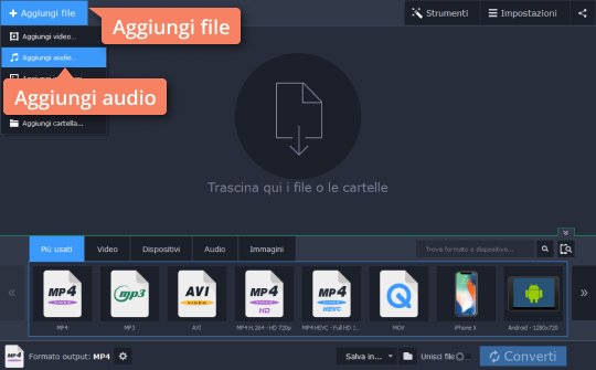 Scegliere i file audio da convertire Prova il convertitore da MP3 a WAV di Movavi