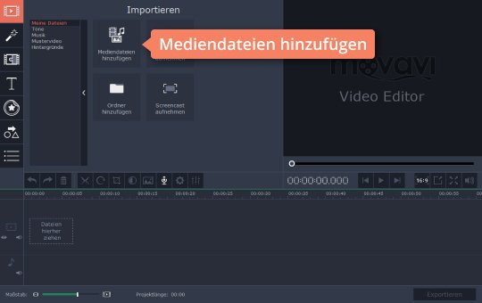 Mediendateien in Movavi Video Editor importieren Platzieren Sie Ihr Video im Programm, um GoPro-Videos zu bearbeiten