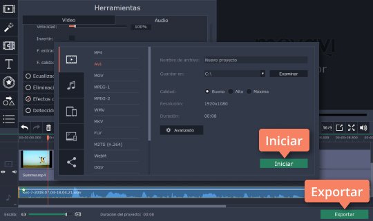 Guardar el resultado de vídeo Ecualice el sonido de audio con Movavi