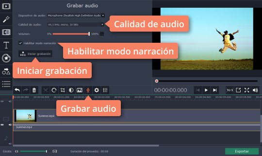 Agregar voz al vídeo Aprenda cómo grabar voz en off con Movavi