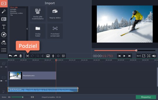 Dopasować pliki audio Dopasuj ścieżkę dźwiękową w programie Movavi
