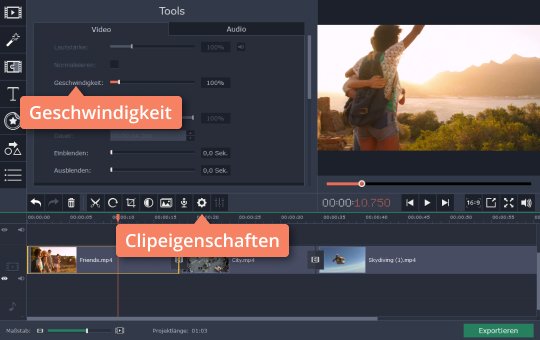 GoPro-Video verlangsamen Verwenden Sie Movavi-App als GoPro-Bearbeitungsprogramm für die Verlangsamung