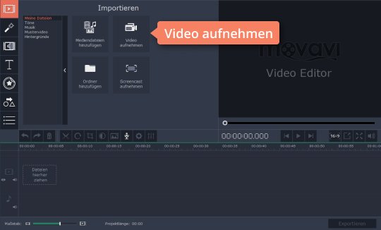 Auf "Video aufnehmen" klicken Versuchen Sie, mit Movavi den Webcam aufzunehmen