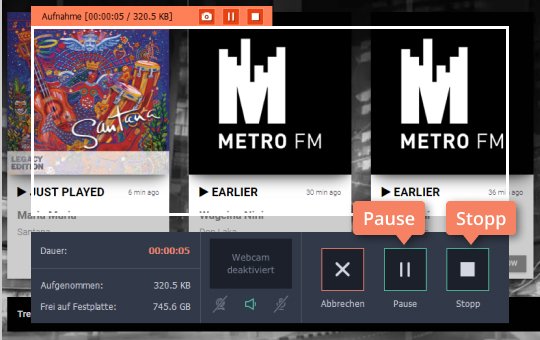 Auf REC in Movavis Programm klicken Verwenden Sie Movavi Video Editor als Internet-Radio-Recorder