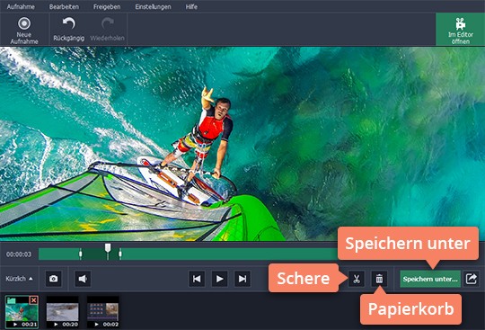 Unerwünschte Momente in Video mit Movavi entfernen Probieren Sie, mit Movavi Videos zu speichern